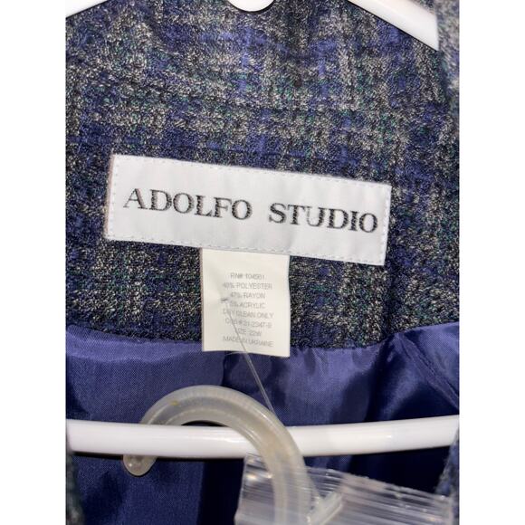 Adolfo Studio women’s tweed blue skirt suit set NEW (size 20W/22W) - Picture 4 of 7